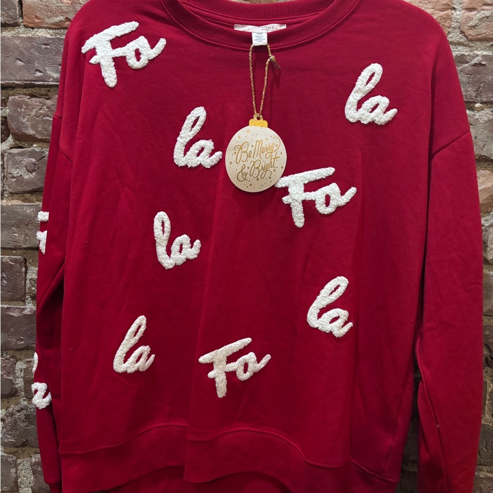 Philosophy Red Sweater with White sweatshirt and sweat pants